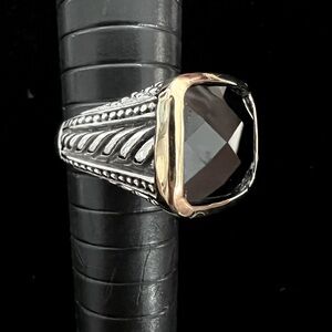 Smokey Topez Large Stone Sterling Silver Rope Women’s Statement Ring